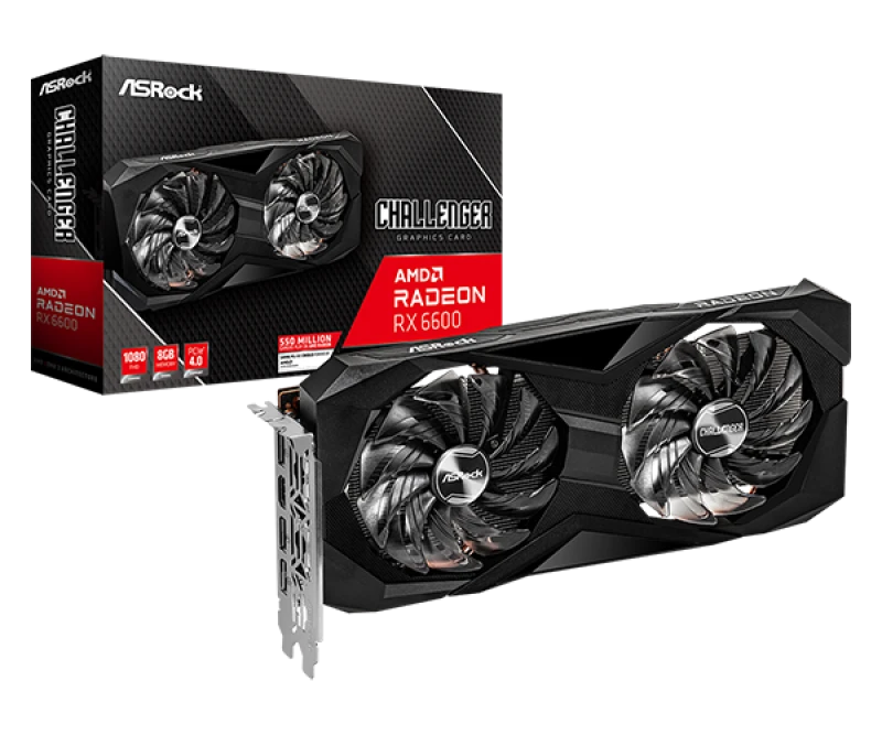 Tarjeta de video Asrock AMD Radeon™ RX 6600 Challenger 8GB, Boost Clock: Up to 2491 MHz, 14 Gbps, 8GB GDDR6, DirectX 12 Ultimate, RX6600 CLD 8G