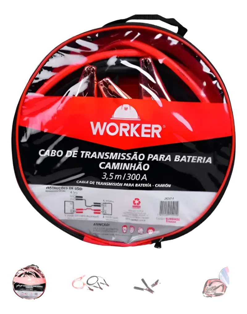 CABO DE BATERIA COM GARRAS 3,5M CAMINHÃO CHUPETA - WORKER