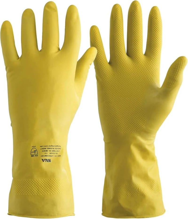 LUVA LATEX NATURAL FLOCADA 9" G AMARELA - KALA