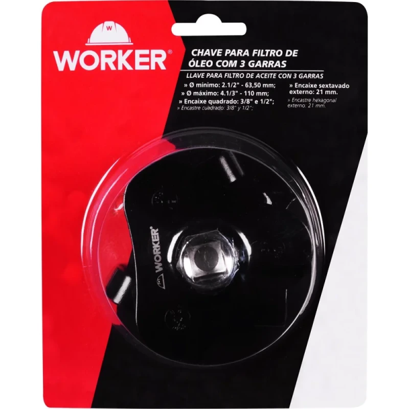 CHAVE PARA FILTRO ÓLEO COM 3 GARRAS 2.1/2” A 4.1/3” - WORKER