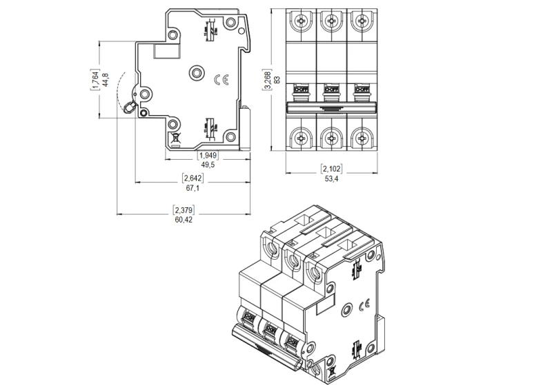 DISJUNTOR DIN TRIPOLAR CURVA C 32A MDWP-C32-3 3KA - WEG