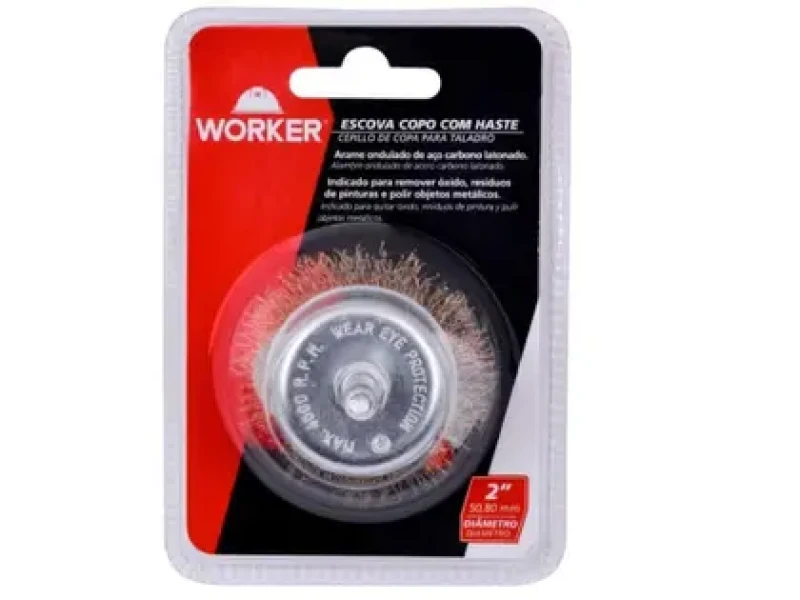 ESCOVA DE AÇO CIRCULAR PARA ESMERIL 6 POL FURO 31,75 MM - WORKER